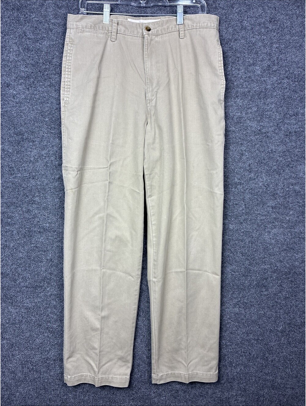 Dockers Mens 34x32 Khaki Beige 100% Cotton Flat Front Relaxed Fit Pocket Pants